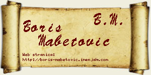 Boris Mabetović vizit kartica